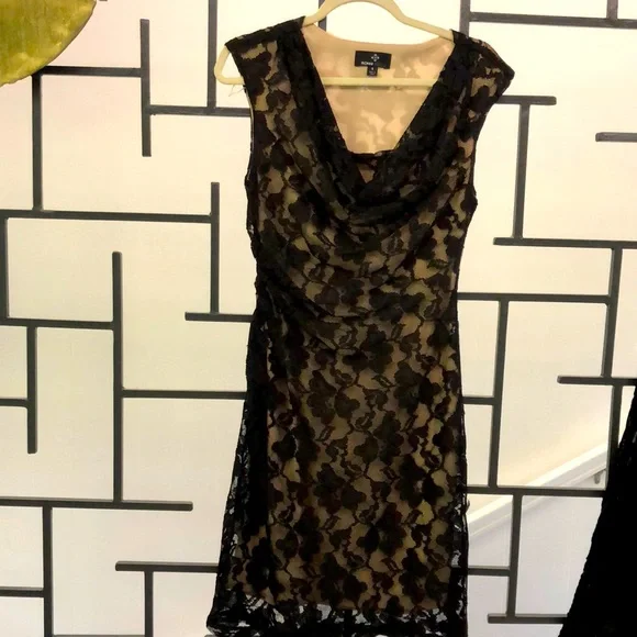 ronni nicole black lace dress NWT $90 RN Studio Ronni Nicole Size 14 Black Lace Overlay Dress